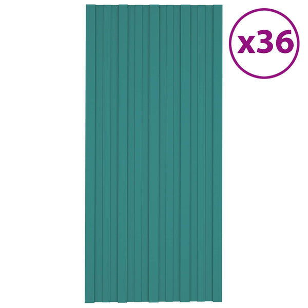 Grüne Dachpaneele, 36 Stk, 100x45 cm, Verzinkt
