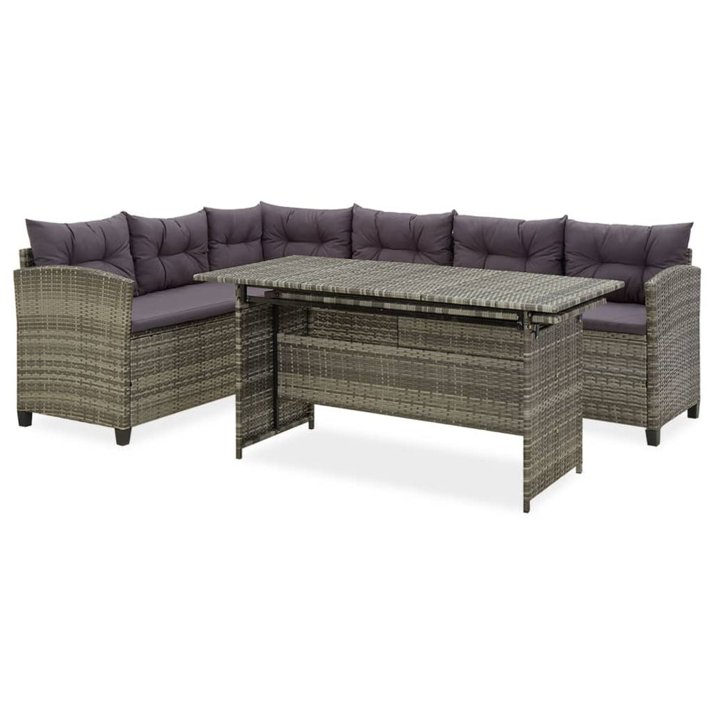 vidaXL Salon de jardin 2 pcs avec coussins résine tressée gris