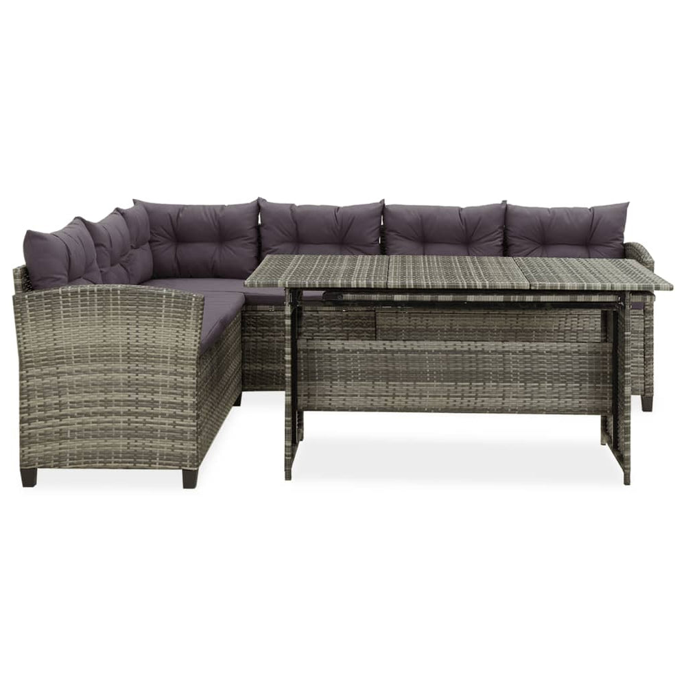 vidaXL Salon de jardin 2 pcs avec coussins résine tressée gris