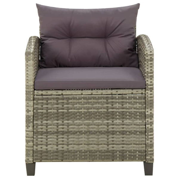 Gartenstuhl mit Kissen Poly Rattan Grau