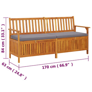 Truhenbank mit Kissen 170 cm Massivholz Akazie