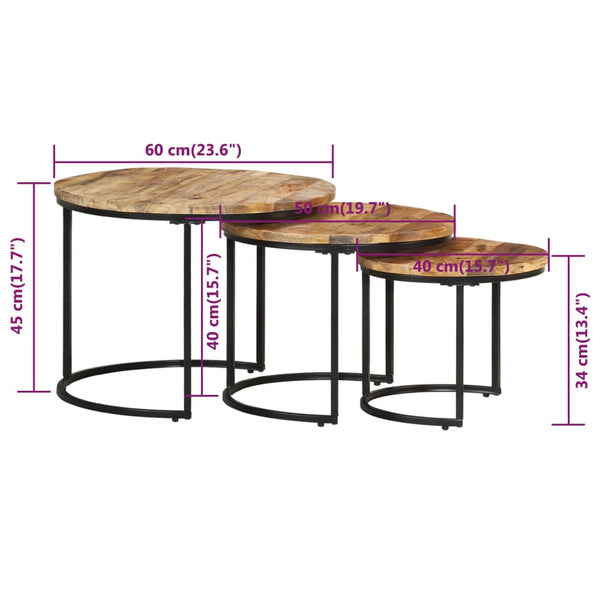 Satztische 3er Set Mango Massivholz