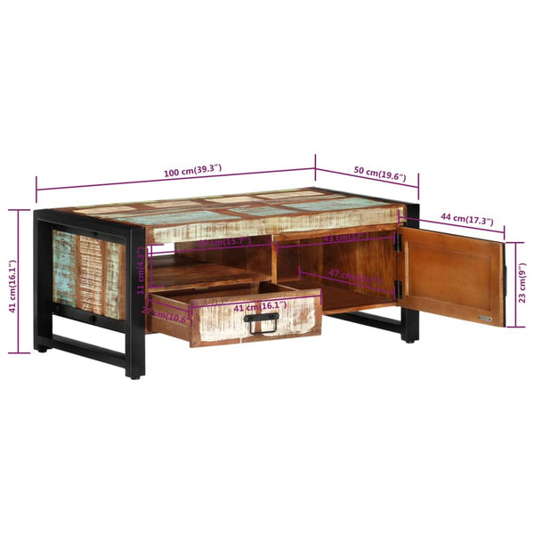 Couchtisch Altholz Massiv 100x50 cm