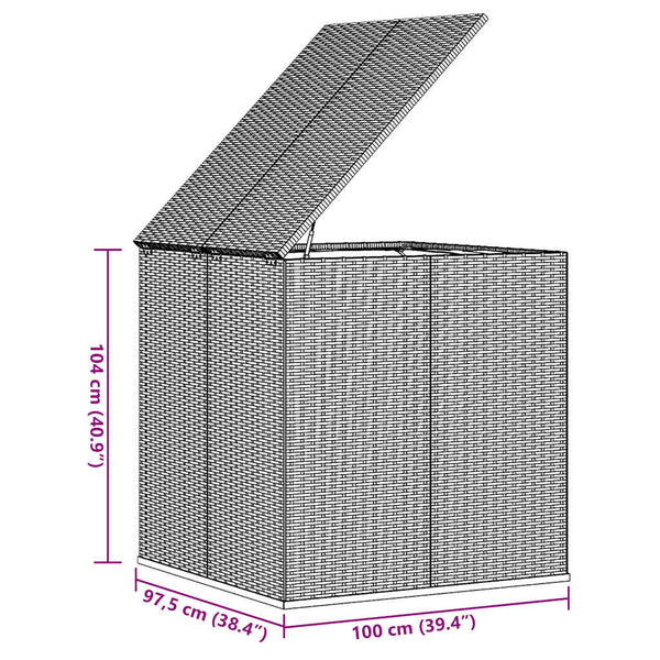 Garten-Kissenbox PE Rattan 100x97,5x104 cm Schwarz