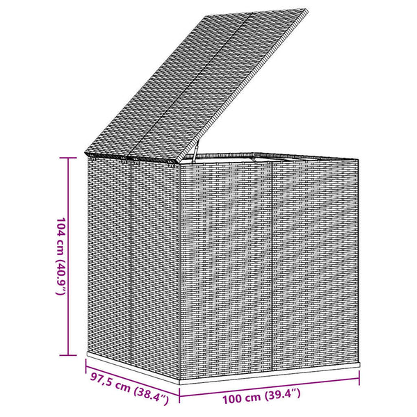 Garten-Kissenbox PE Rattan 100x97,5x104 cm Braun