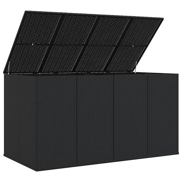 Garten-Kissenbox PE Rattan 194x100x103 cm Schwarz