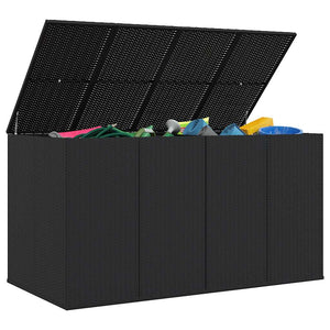 Garten-Kissenbox PE Rattan 194x100x103 cm Schwarz