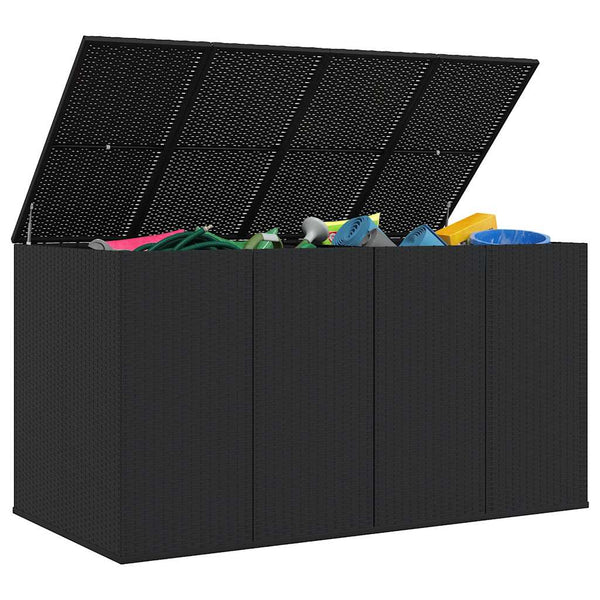 Garten-Kissenbox PE Rattan 194x100x103 cm Schwarz
