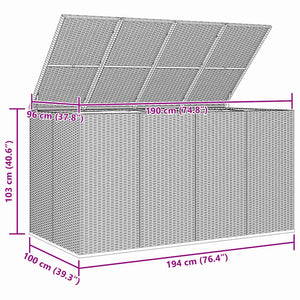 Garten-Kissenbox PE Rattan 194x100x103 cm Schwarz