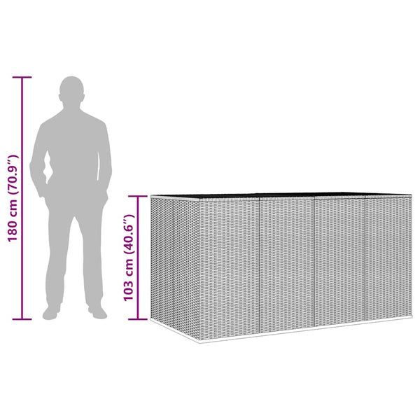 Garten-Kissenbox PE Rattan 194x100x103 cm Schwarz