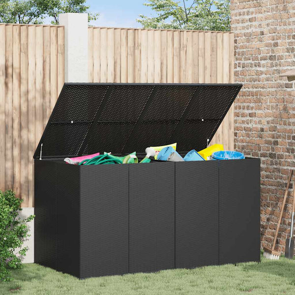 Garten-Kissenbox PE Rattan 194x100x103 cm Schwarz