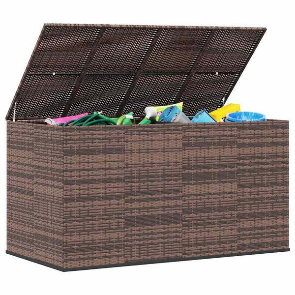 Garten-Kissenbox PE Rattan 194x100x103 cm Braun