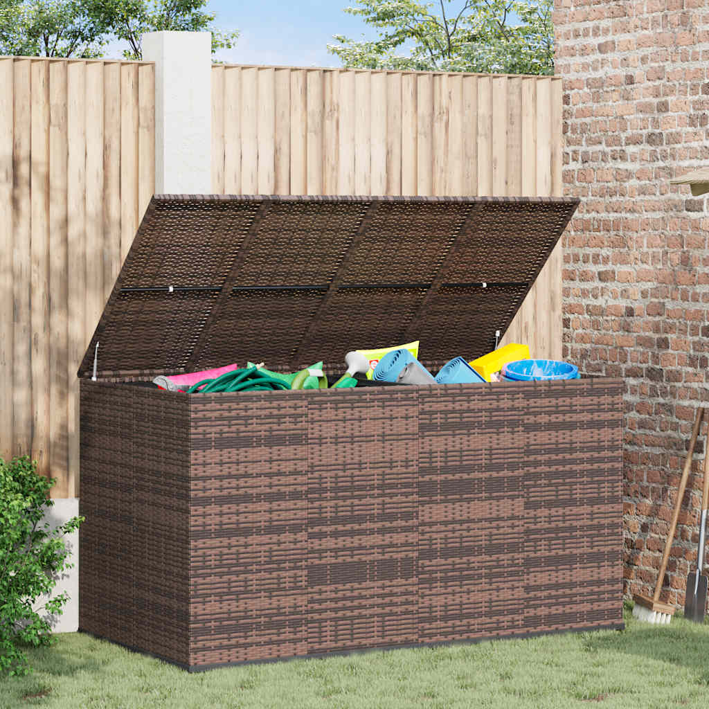 Garten-Kissenbox PE Rattan 194x100x103 cm Braun