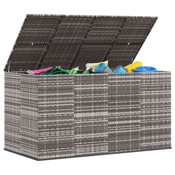 Garten-Kissenbox PE Rattan 194x100x103 cm Grau