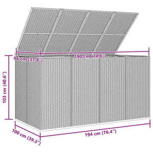 Garten-Kissenbox PE Rattan 194x100x103 cm Grau