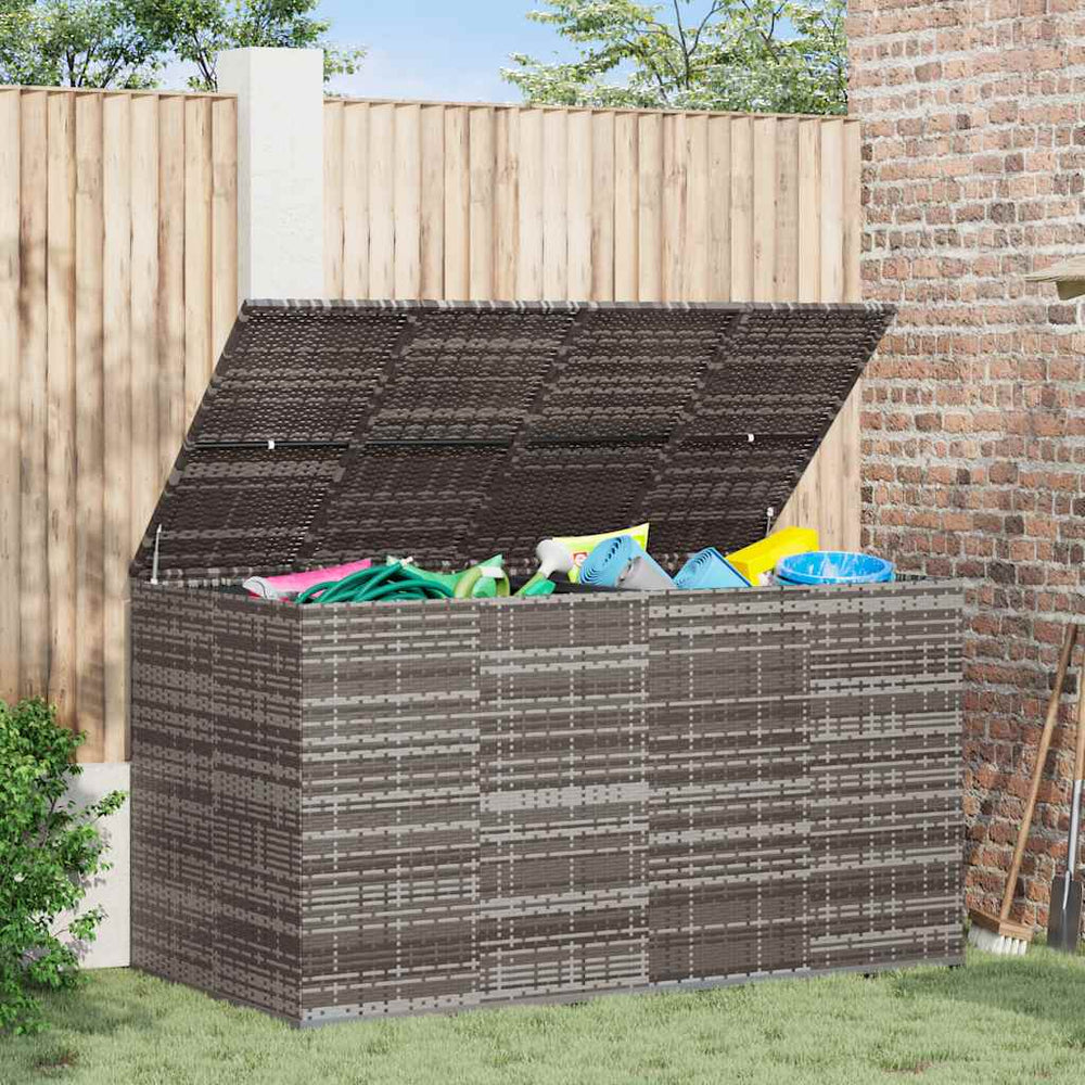 Garten-Kissenbox PE Rattan 194x100x103 cm Grau