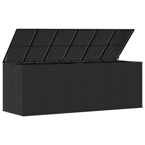 Garten-Kissenbox PE Rattan 291x100,5x104 cm Schwarz
