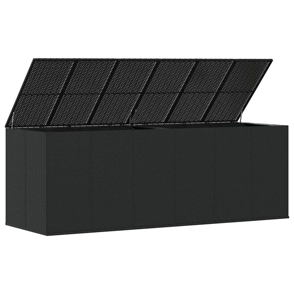 Garten-Kissenbox PE Rattan 291x100,5x104 cm Schwarz