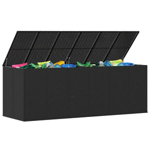 Garten-Kissenbox PE Rattan 291x100,5x104 cm Schwarz