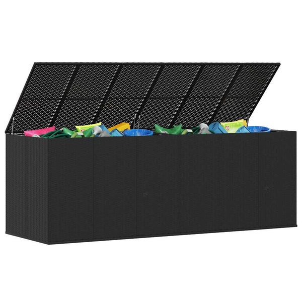 Garten-Kissenbox PE Rattan 291x100,5x104 cm Schwarz