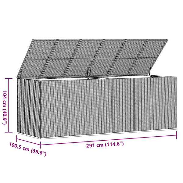 Garten-Kissenbox PE Rattan 291x100,5x104 cm Schwarz