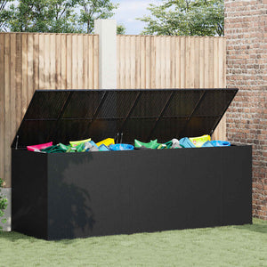 Garten-Kissenbox PE Rattan 291x100,5x104 cm Schwarz