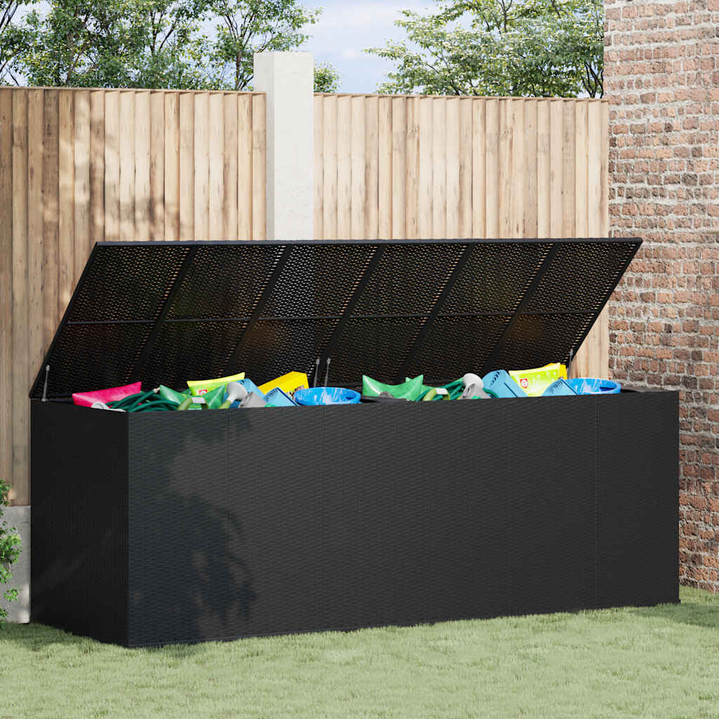 Garten-Kissenbox PE Rattan 291x100,5x104 cm Schwarz