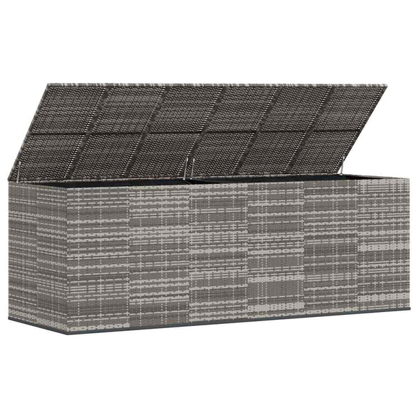 Garten-Kissenbox PE Rattan 291x100,5x104 cm Grau