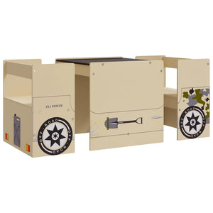 Kindertisch und Stuhl Set Geländewagen Design 3-teilig