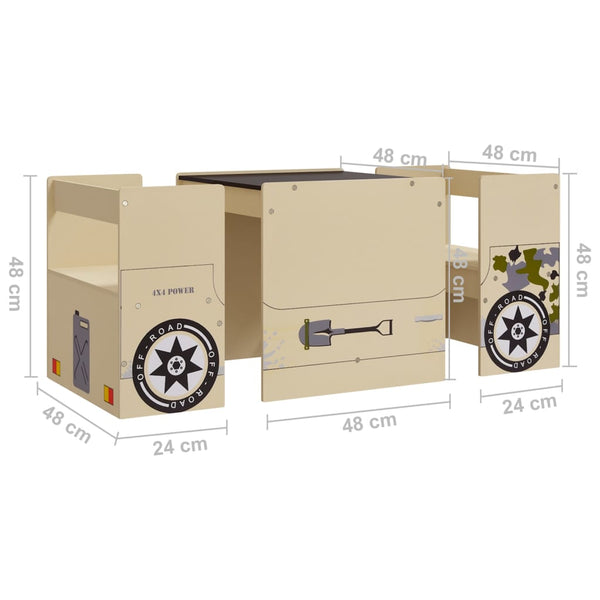 Kindertisch und Stuhl Set Geländewagen Design 3-teilig