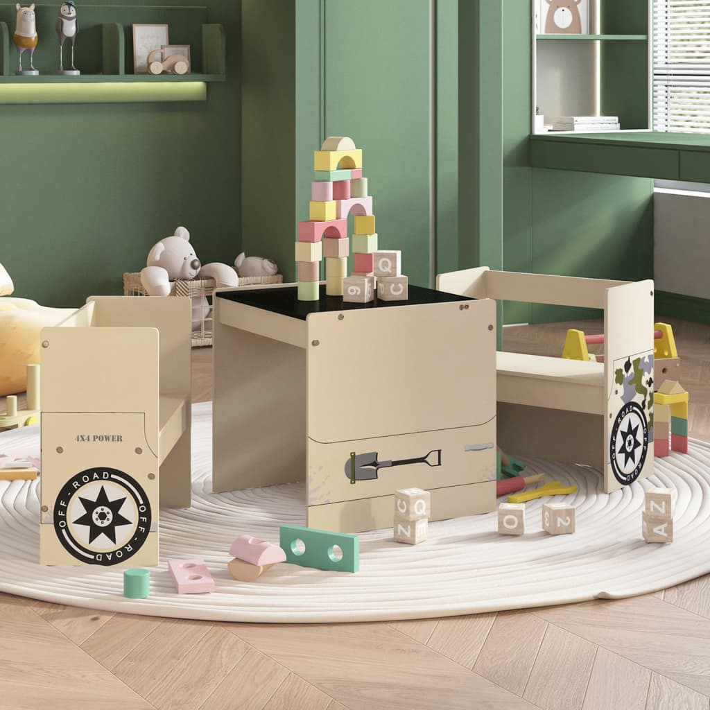 Kindertisch und Stuhl Set Geländewagen Design 3-teilig
