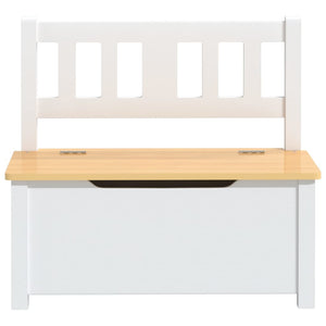 Kinderbank mit Stauraum, Weiß/Beige, 60 cm