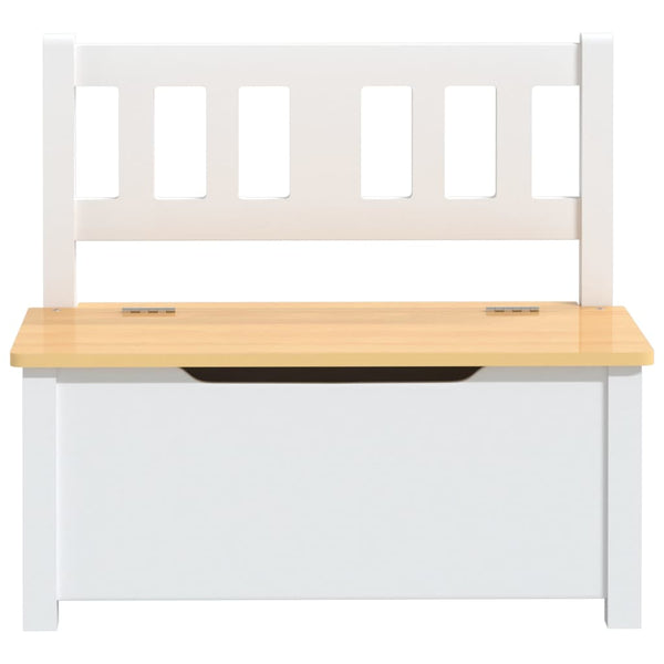 Kinderbank mit Stauraum, Weiß/Beige, 60 cm