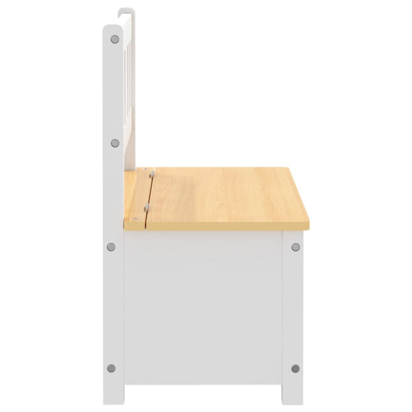 Kinderbank mit Stauraum, Weiß/Beige, 60 cm
