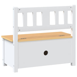 Kinderbank mit Stauraum, Weiß/Beige, 60 cm
