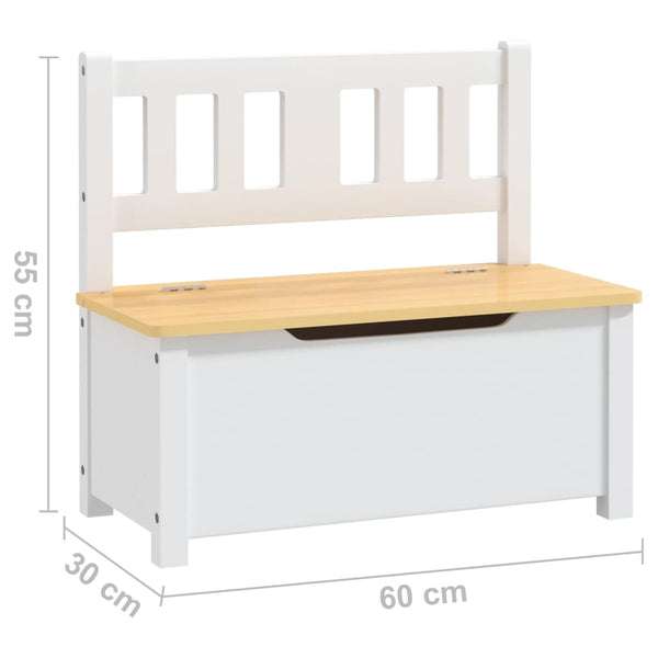 Kinderbank mit Stauraum, Weiß/Beige, 60 cm