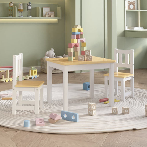 vidaXL Ensemble de 3 meubles de salon pour enfants MDF blanc et beige