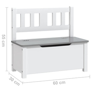 4-tlg. Kinder Sitzgruppe Weiß Grau MDF