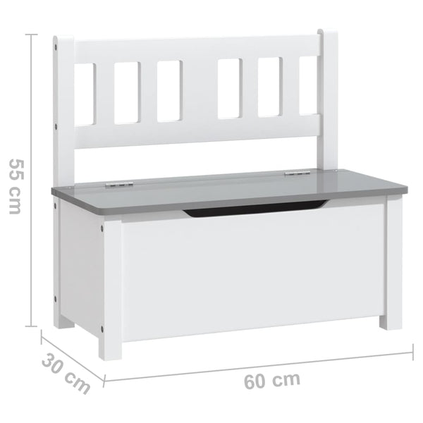 4-tlg. Kinder Sitzgruppe Weiß Grau MDF