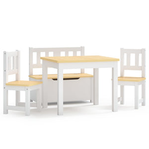 4-tlg. Kinder Sitzgruppe Weiß/Beige