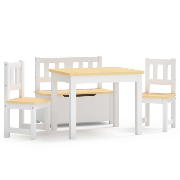 4-tlg. Kinder Sitzgruppe Weiß/Beige
