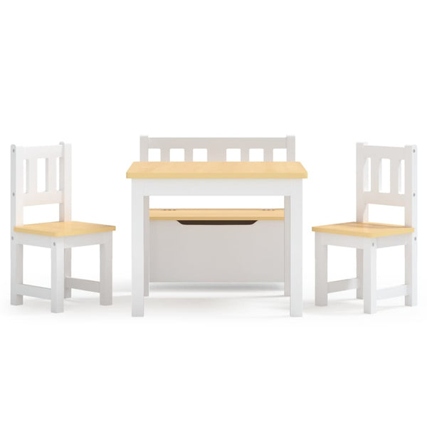 4-tlg. Kinder Sitzgruppe Weiß/Beige