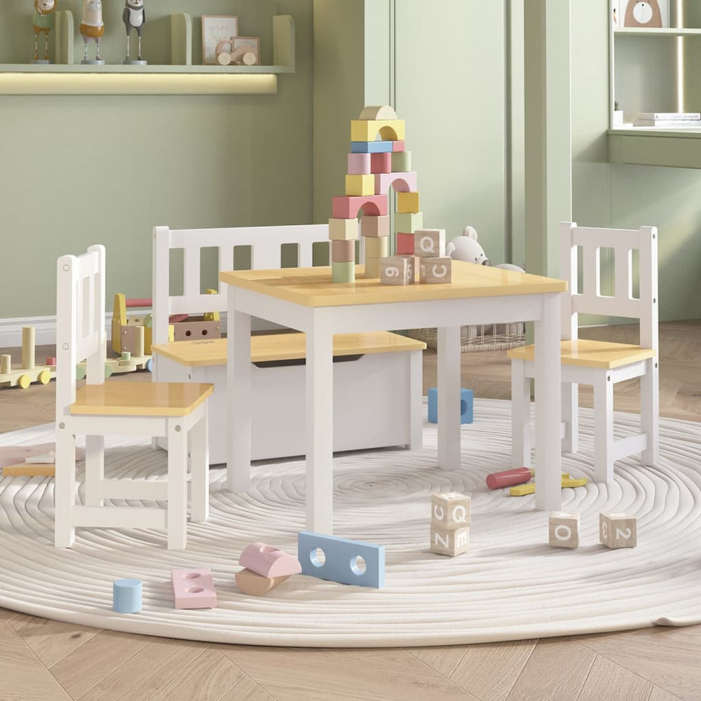 vidaXL Ensemble table et chaises pour enfants 4 pcs MDF blanc et beige