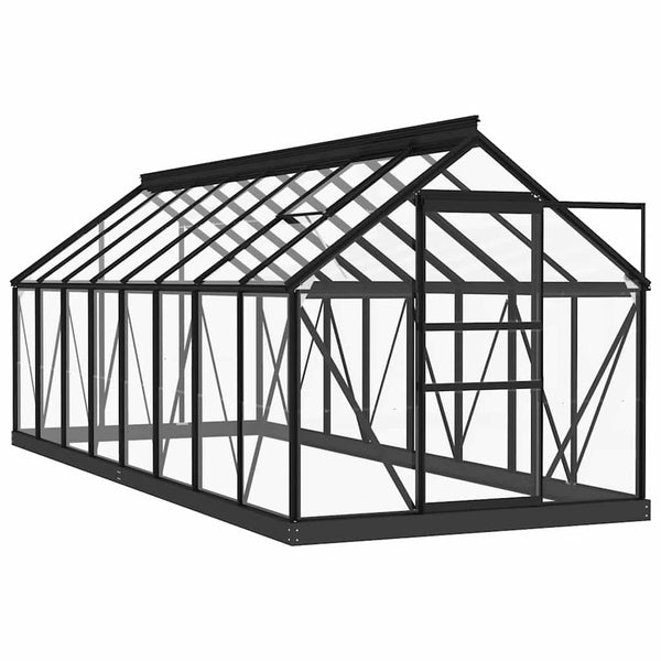 Glas Gewächshaus Anthrazit 155x395,5x191 cm Aluminium