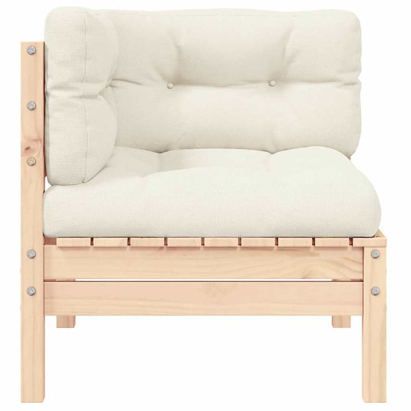 Garten Ecksofa Kiefer Massivholz Creme mit Kissen