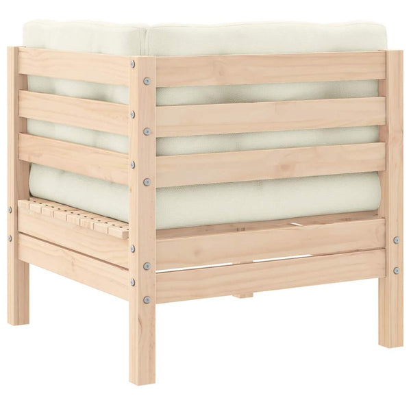 Garten Ecksofa Kiefer Massivholz Creme mit Kissen