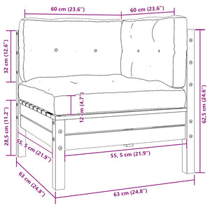 Garten Ecksofa Kiefer Massivholz Creme mit Kissen