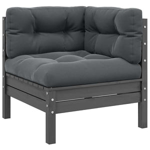Garten Ecksofa Grau mit Anthrazit Kissen