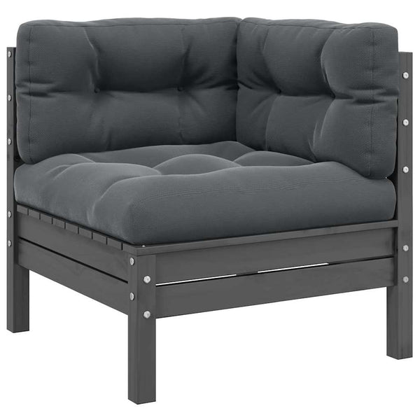 Garten Ecksofa Grau mit Anthrazit Kissen