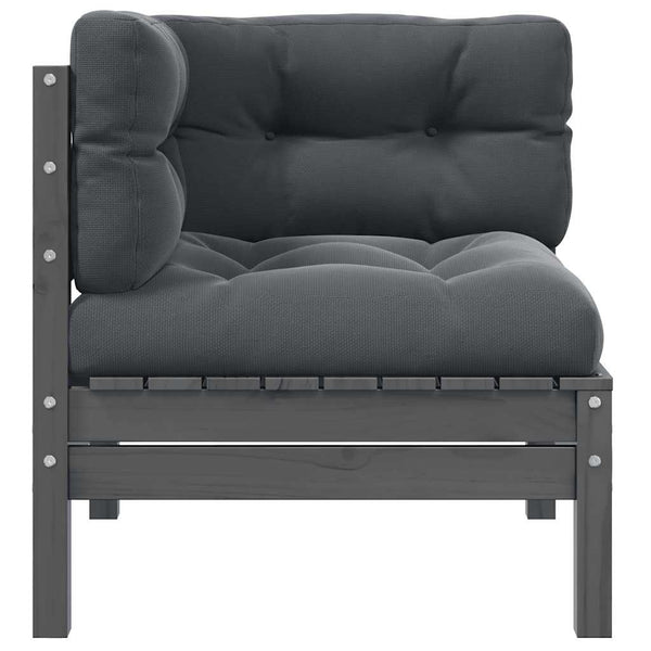 Garten Ecksofa Grau mit Anthrazit Kissen